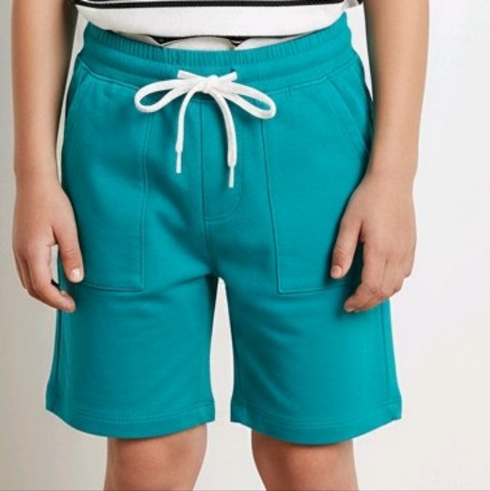 Wonder Nation Boys Husky Size L Large 10 12 Teal Green Drawstring Shorts Pockets